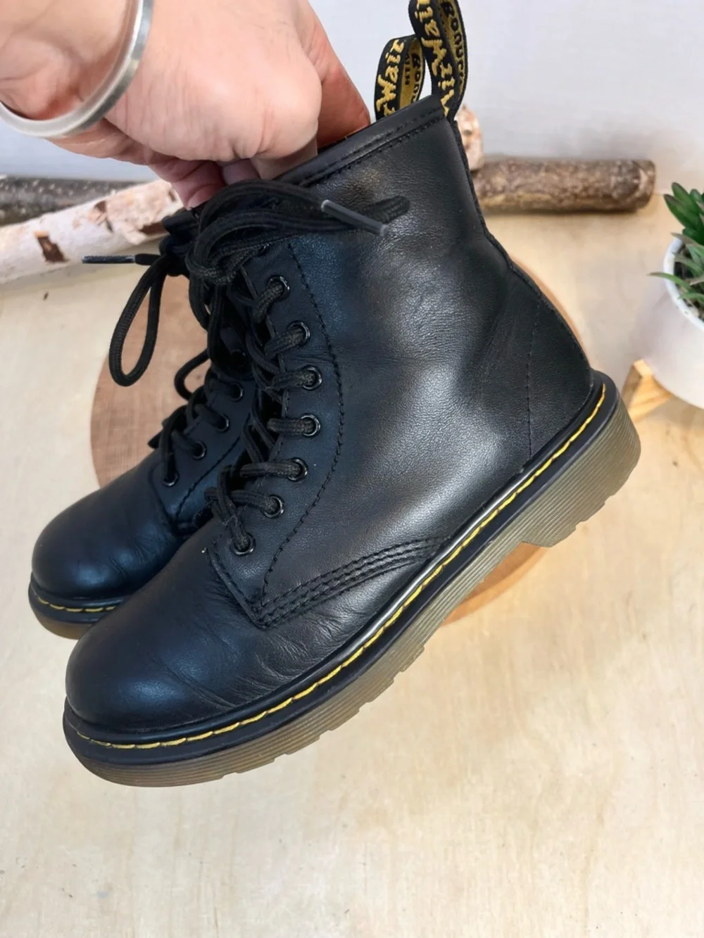 Dr. Martens Kids 1460J Black Leather Lace Up Boots Size 2